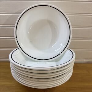 10 Corelle Zenith 7 1/4" Soup Salad Bowls - White With Black